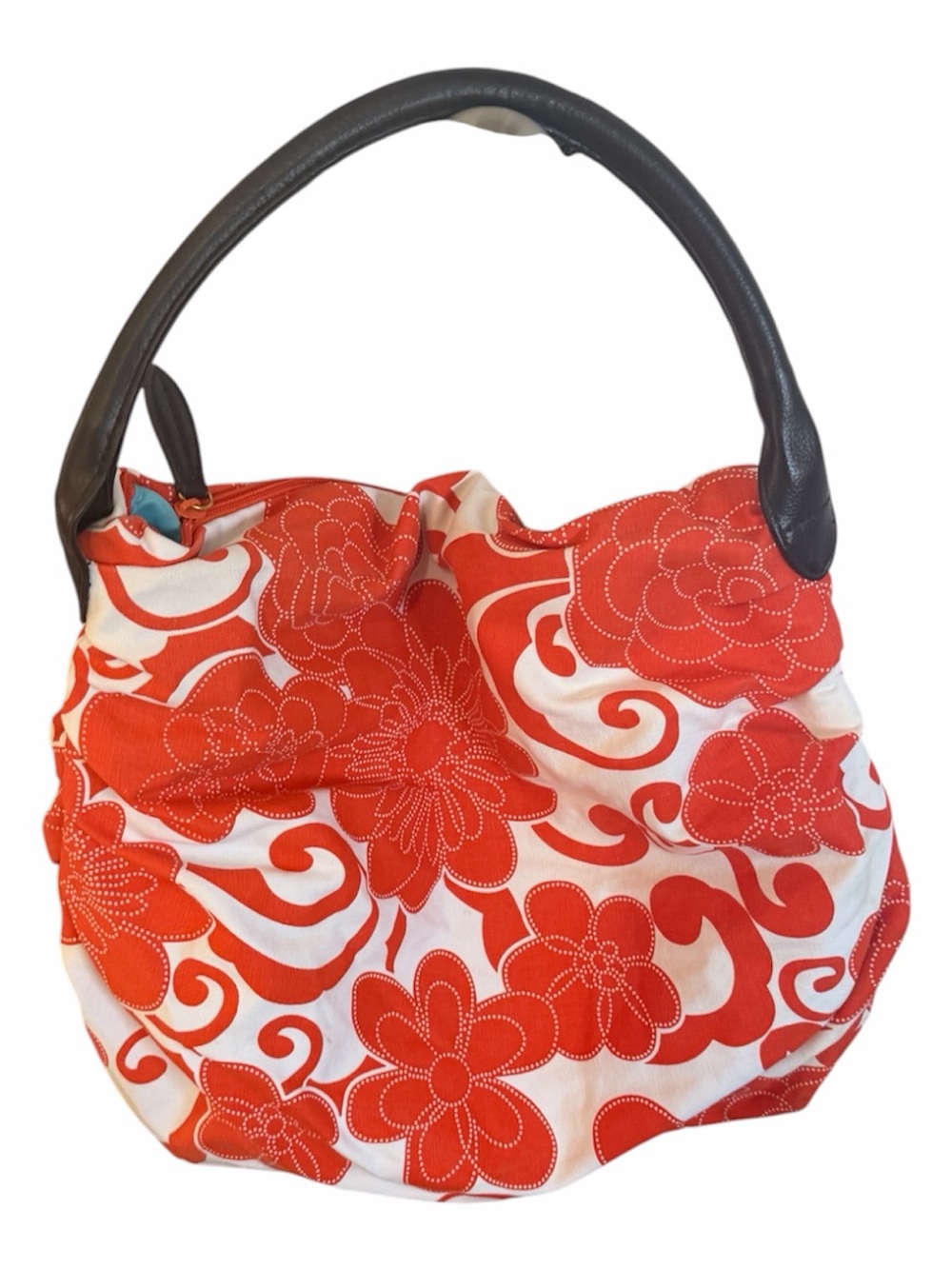 Saks Fifth Avenue slouchy hobo shoulder bag floral resort tropical